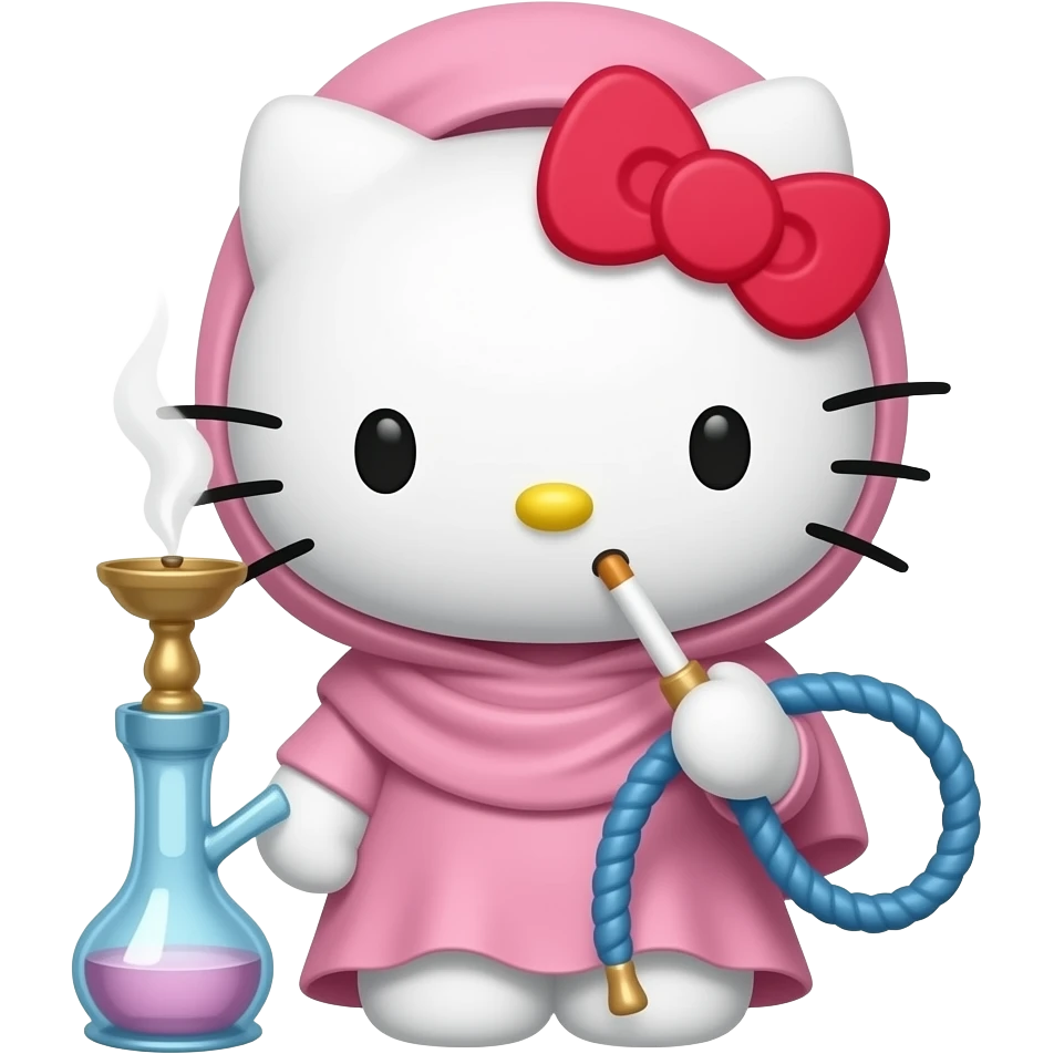 Hijabi Hello kitty smoking a hookah emoji