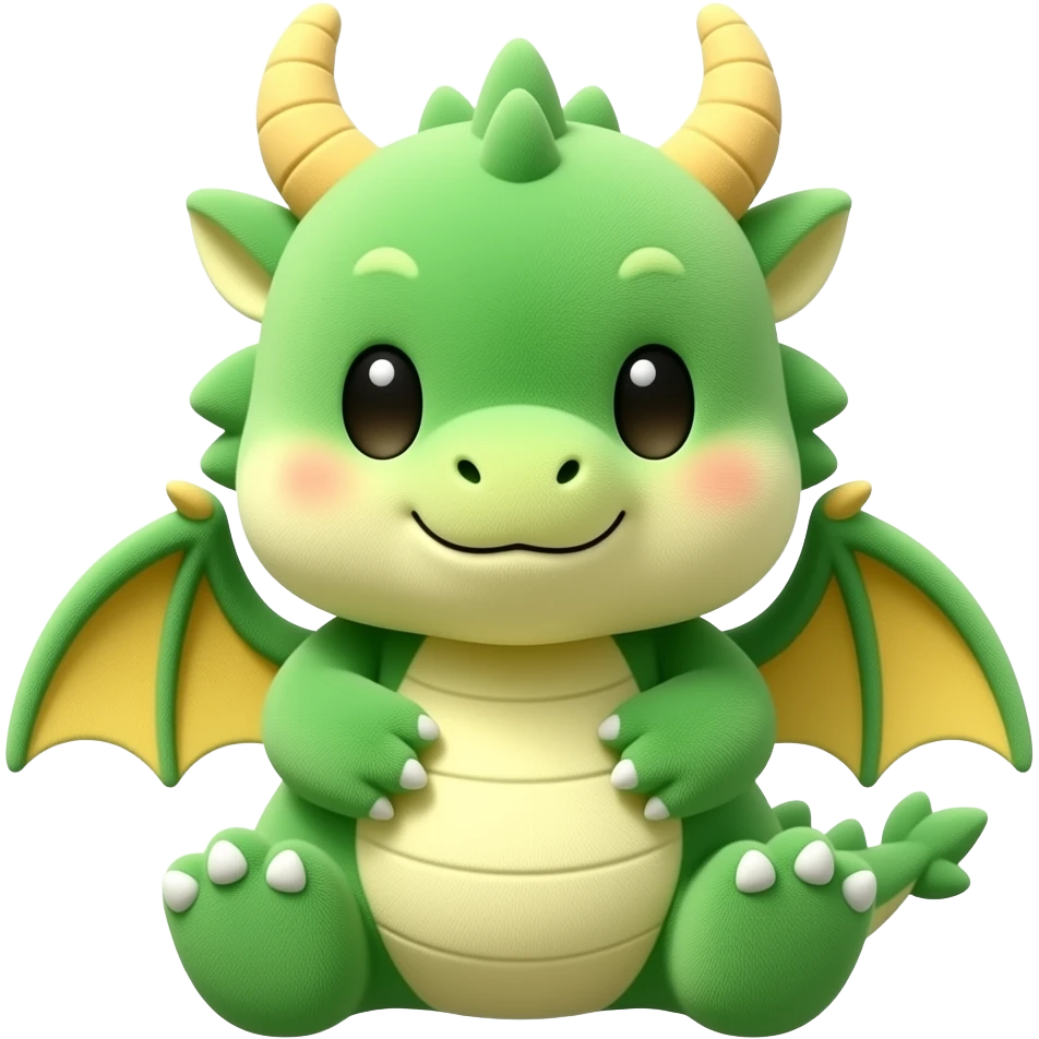 Create a super cute stuffed kawaii green and yellow gradient Animal which Looks Like a Dragon emoji