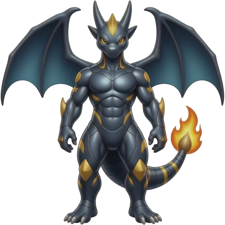 Shiny Dark Dusky Cool Hot Guilmon-Zoroark-Renamon-Flamedramon-Lucario-Lombax-Fakémon-fusion (full body) emoji