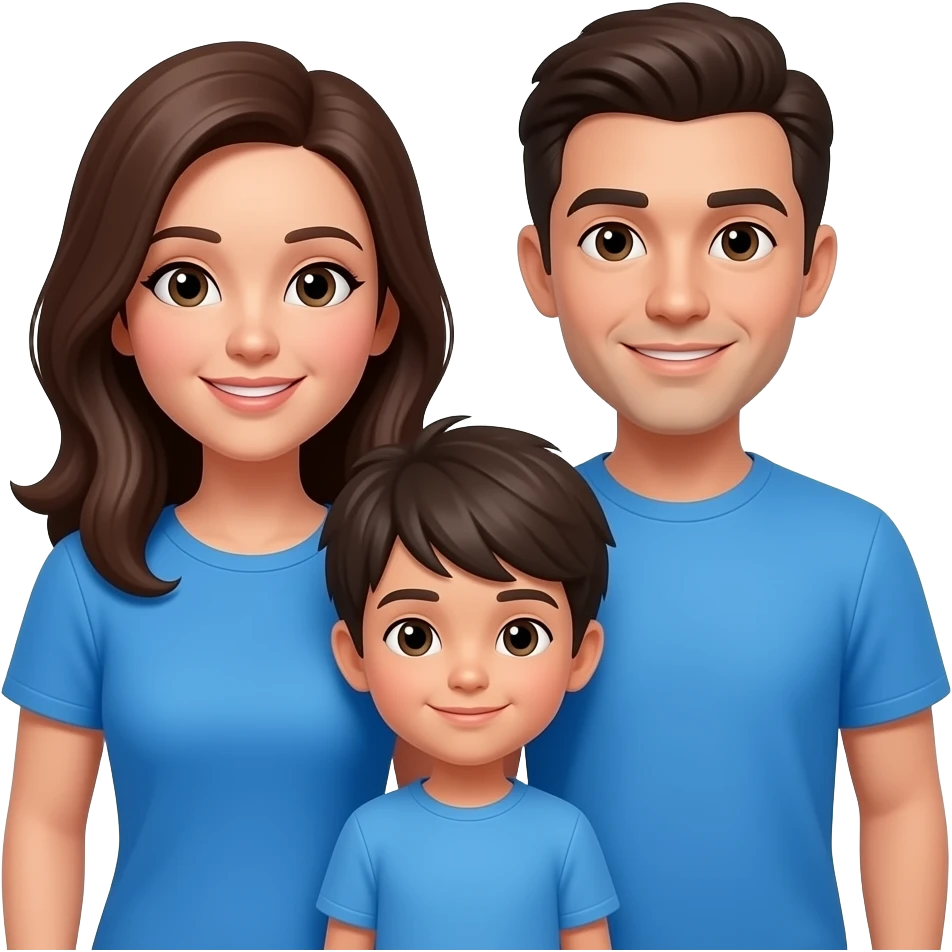 2 человека с ребенком в синей одежде emoji