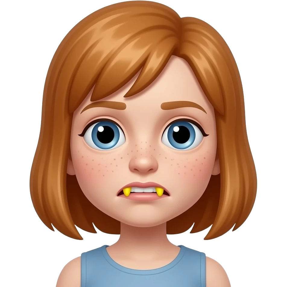 Ginger girl ugly freckles bung eyes and bad yellow teeth emoji