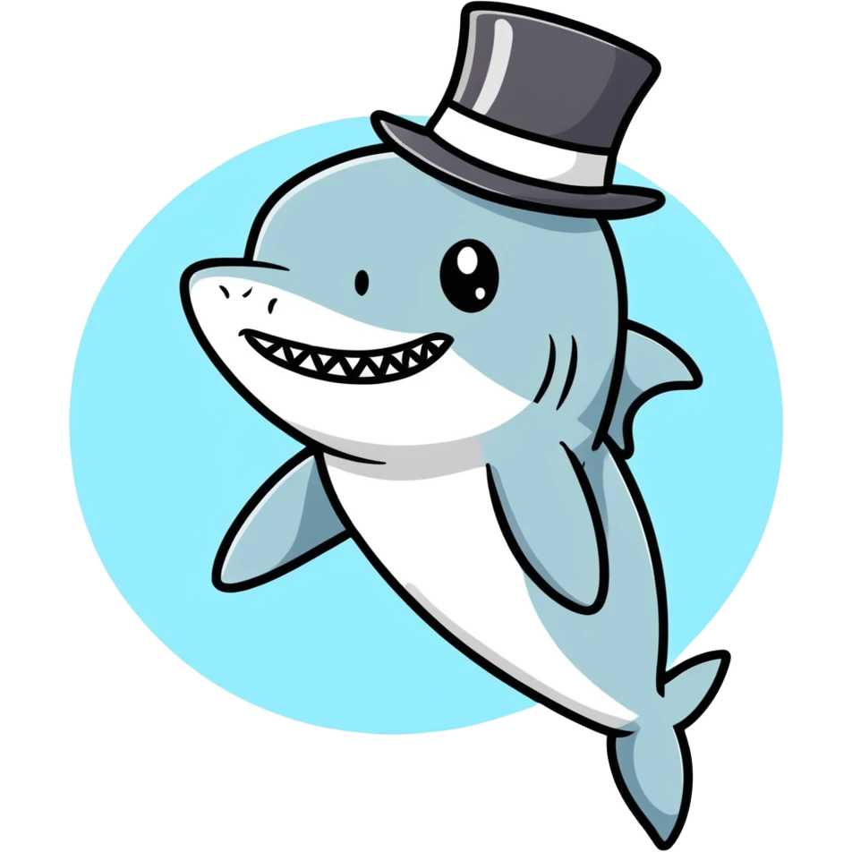 Shark with a top hat emoji