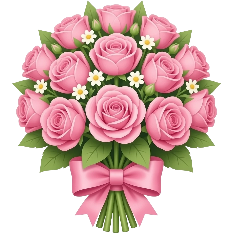 pastel pink flowers bouquet huge with a pink bow emoji