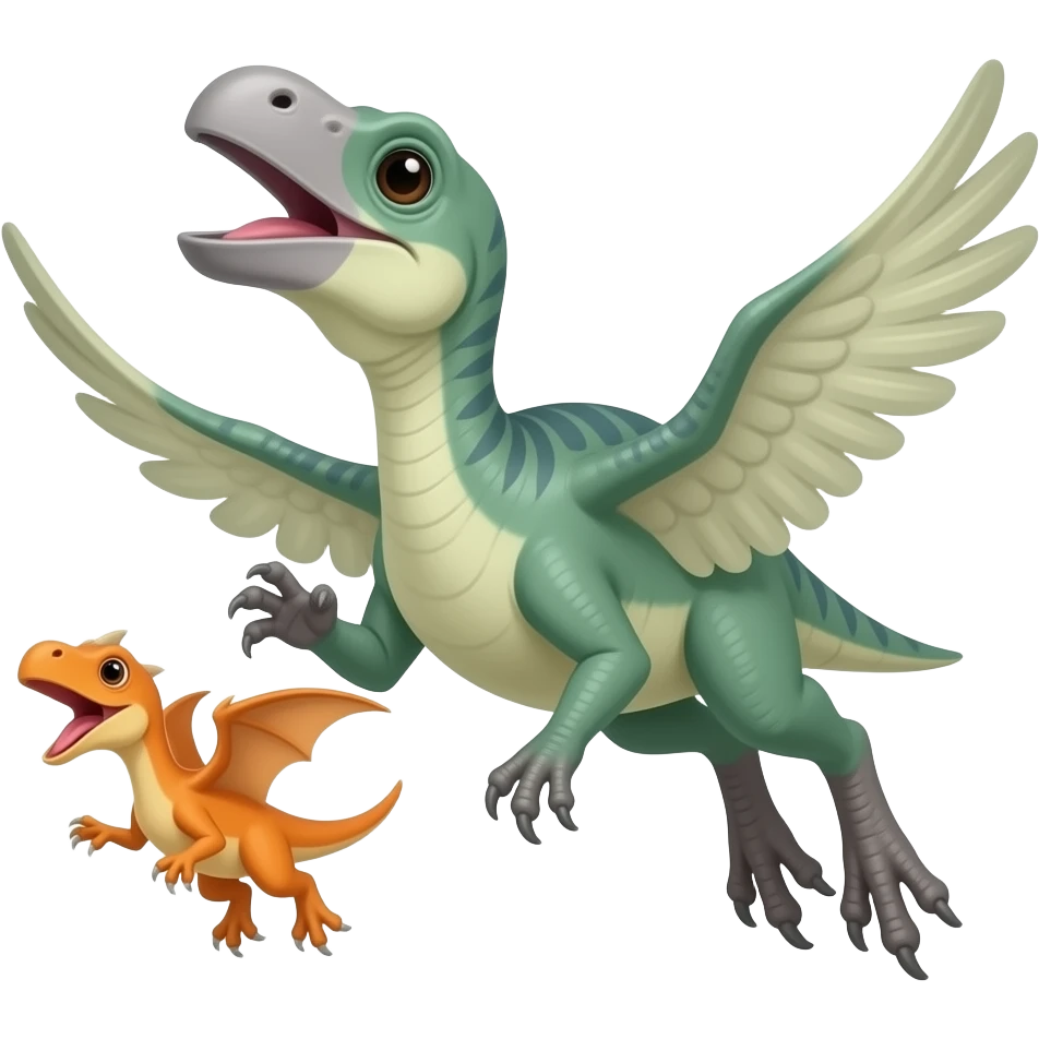 Baby quetzalcoatlus chasing orangezard emoji