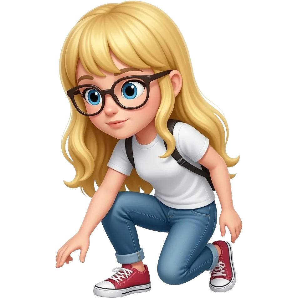 gal long blonde hair searching for emoji