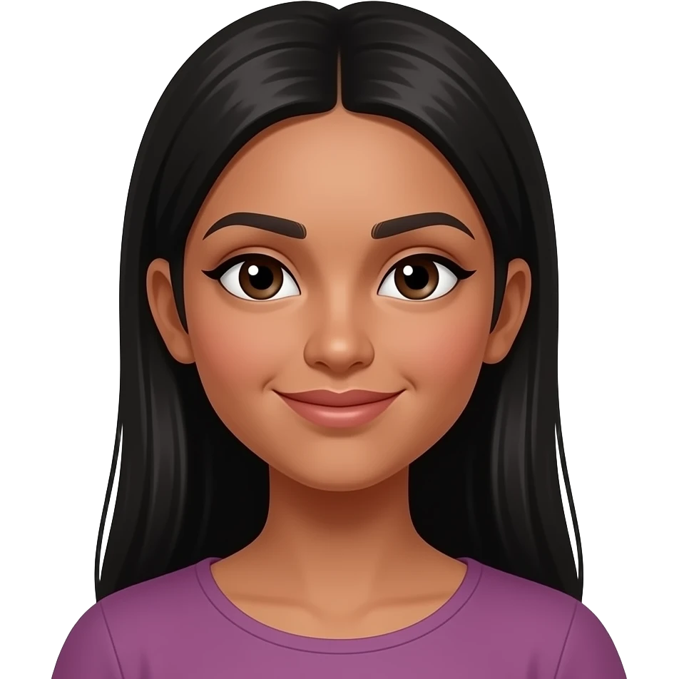A skinny girl with dark tan skin and long straight black hair with a smirk of vaguely Indian descent emoji
