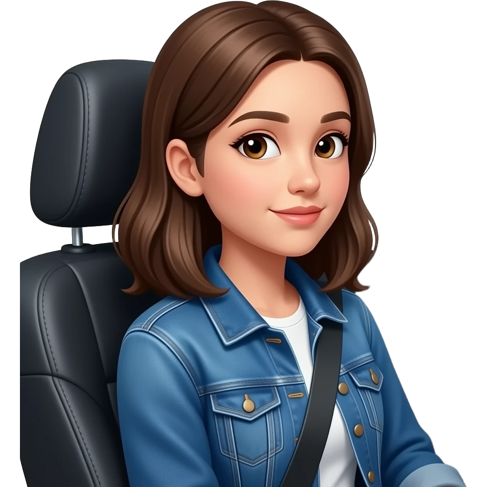 teen  girl in the  back seat side eyeing front emoji