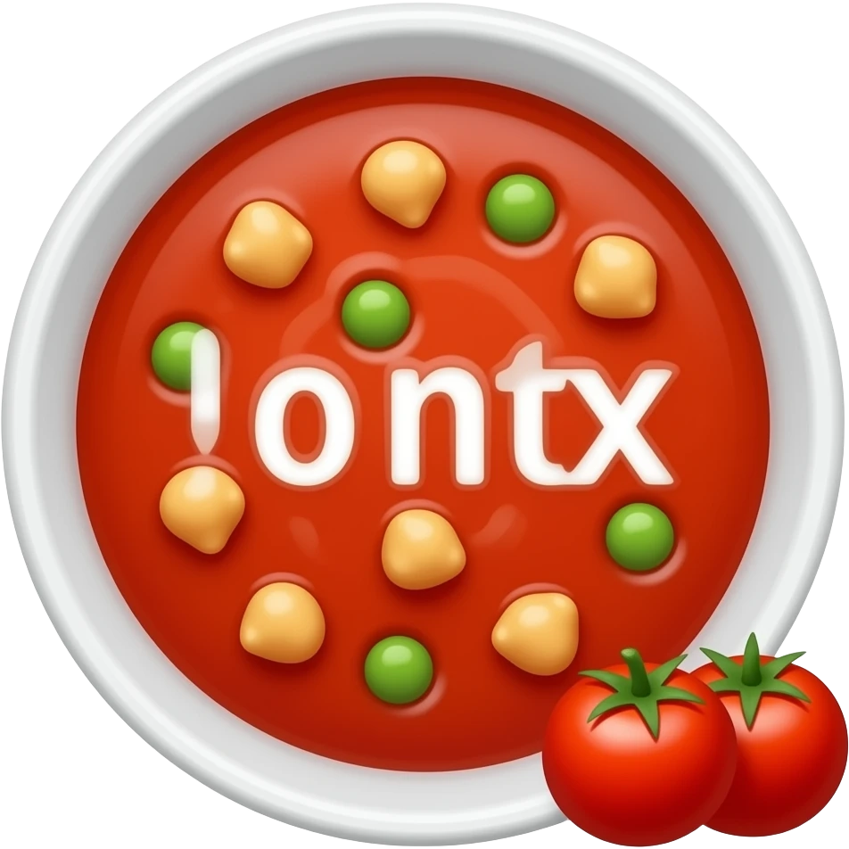 병아리콩, 완두콩 몇알과 토마토가 보이는 토마토스프 emoji