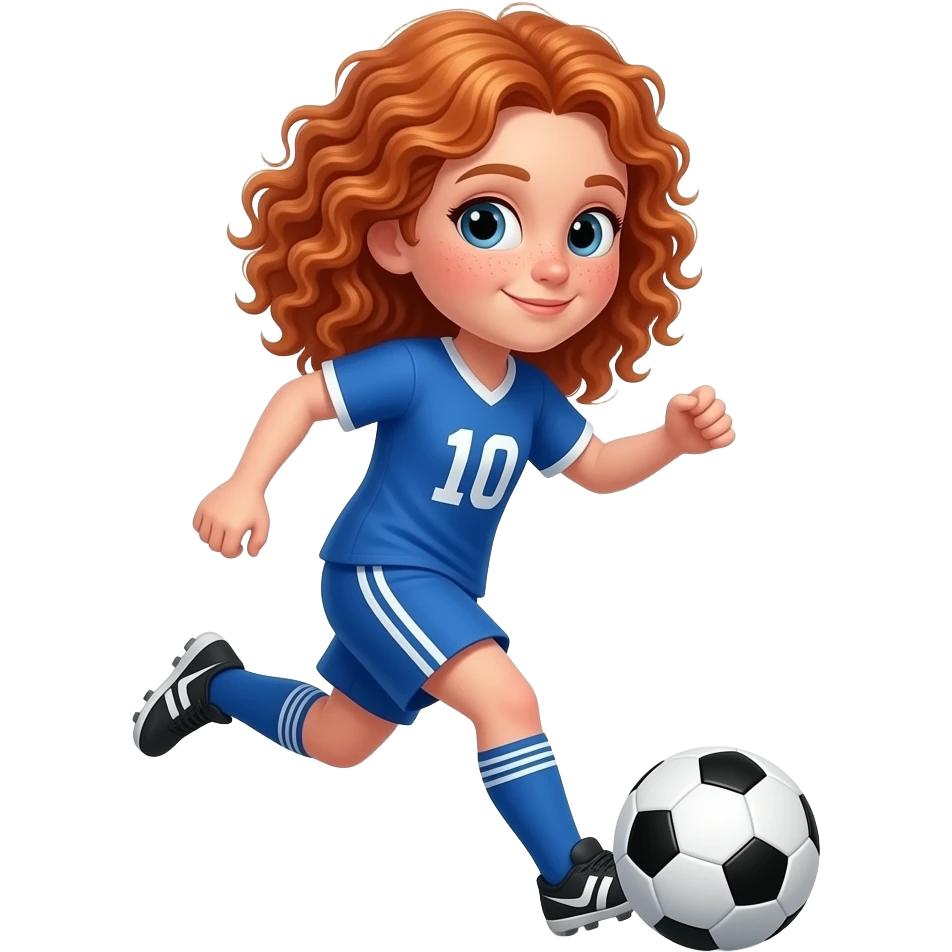Fille rousse bouclés tâches de rousseur Football emoji