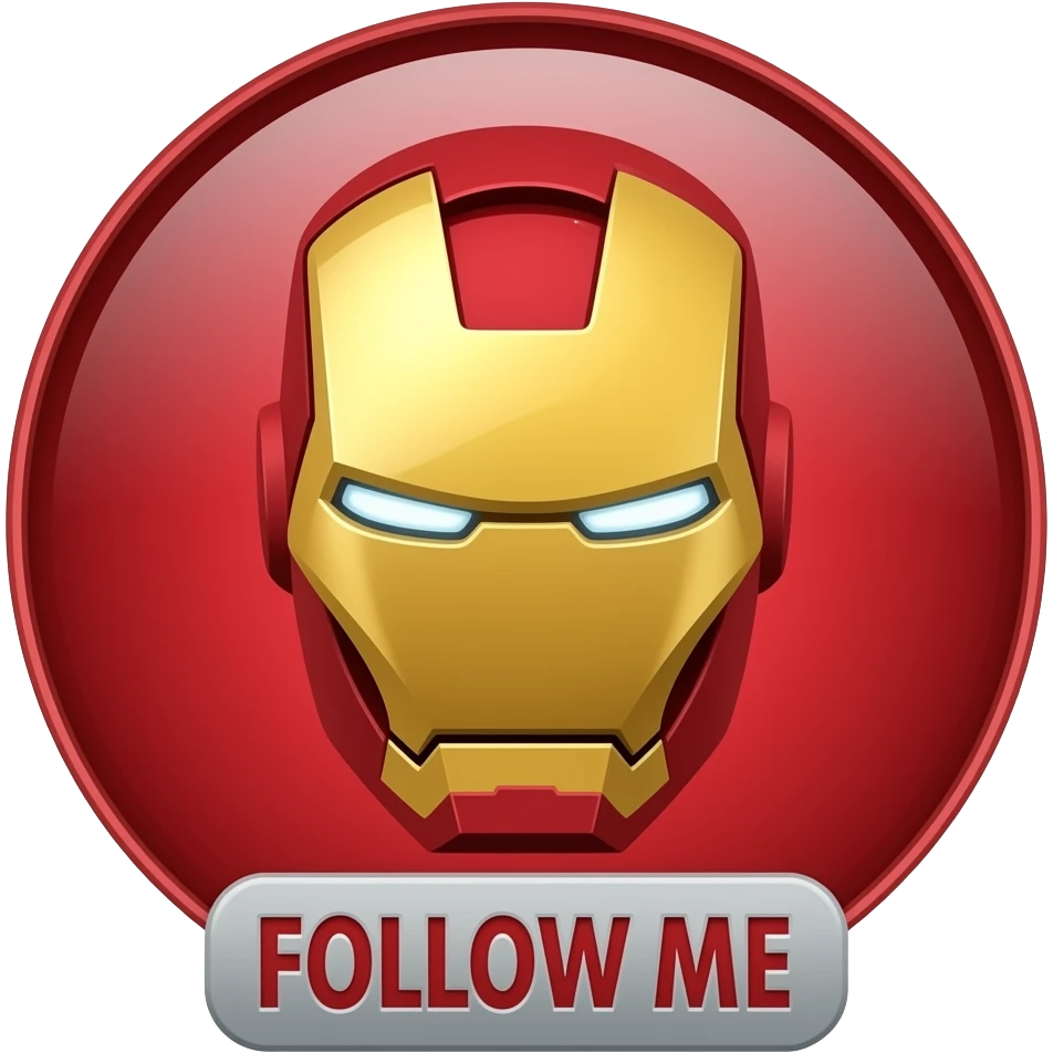 Logo de iron man rótulo de sigueme emoji