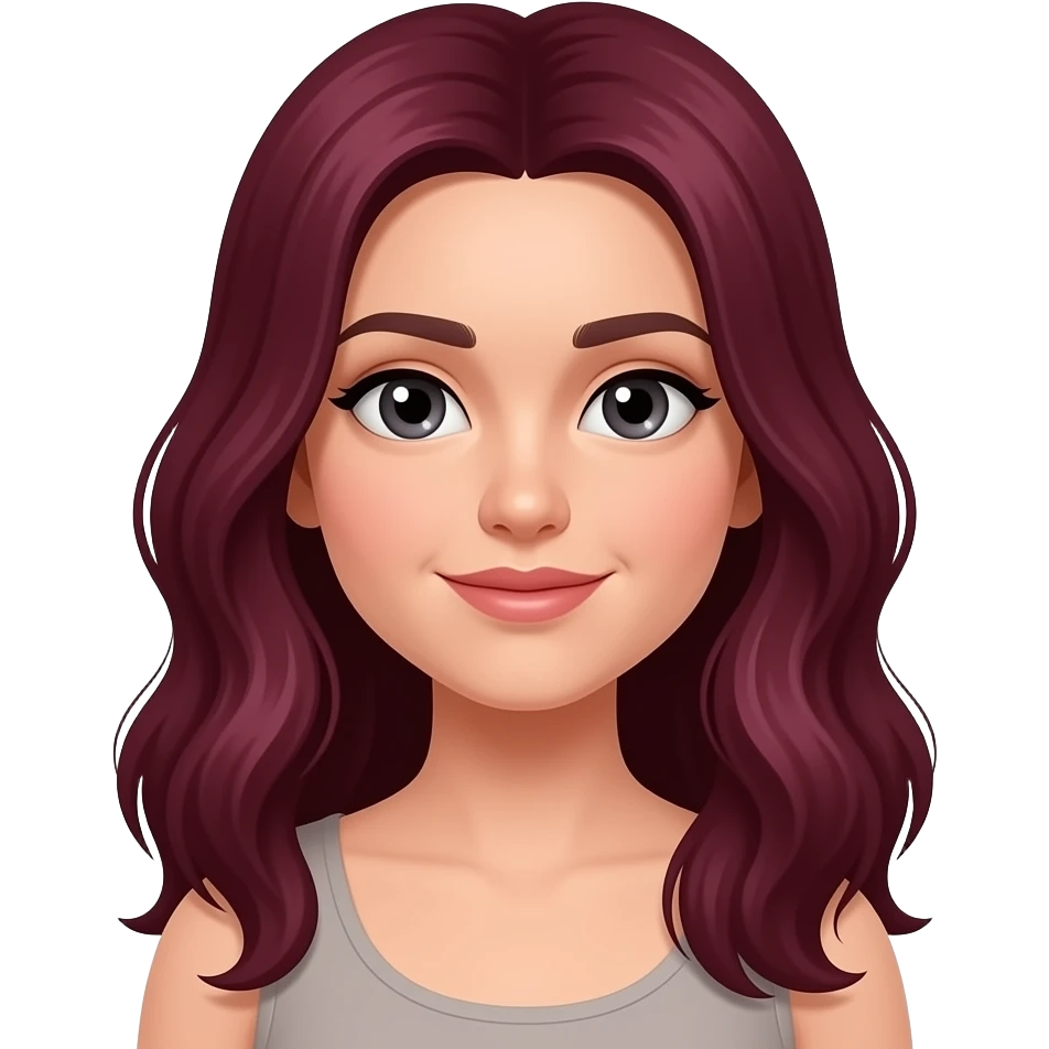 straight-wavy burgandy hair emoji