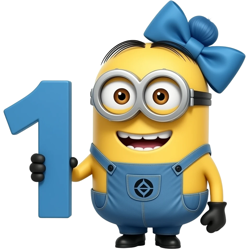 Minion with blue outfit and space buns blue hair And a big blue bow ...