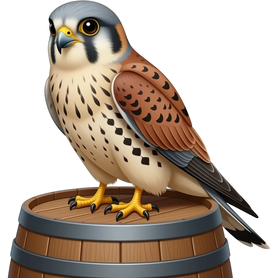 kestral sitting on whisky barrel emoji