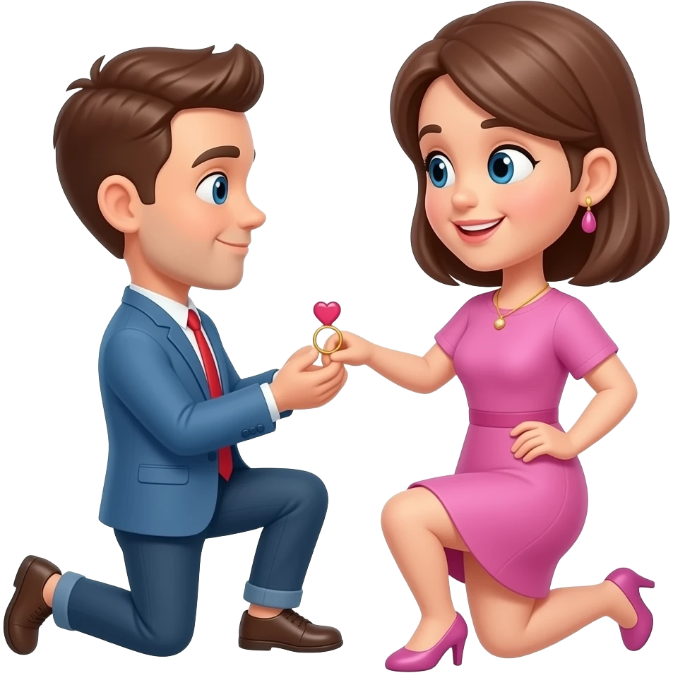 Мужчина делает предложение выйти замуж С кольцом женщине emoji
