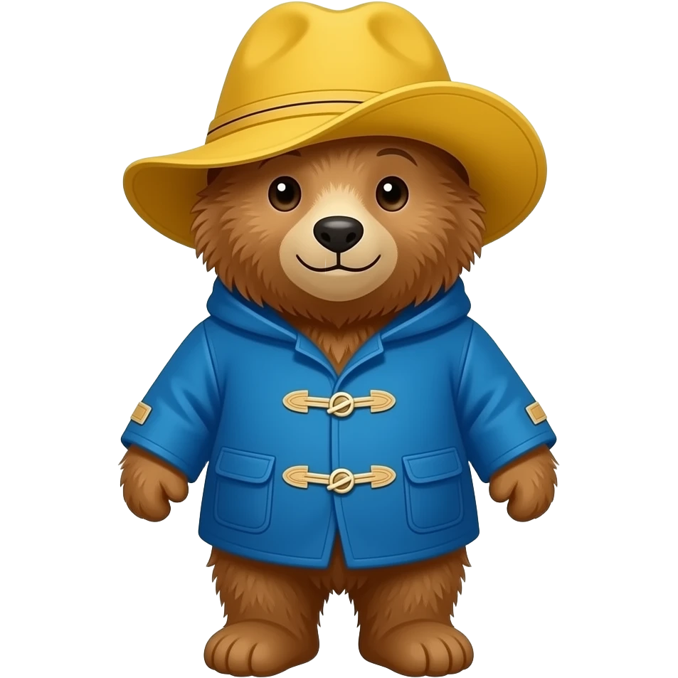 Paddington bear emoji with yellow hat and blue jacket emoji