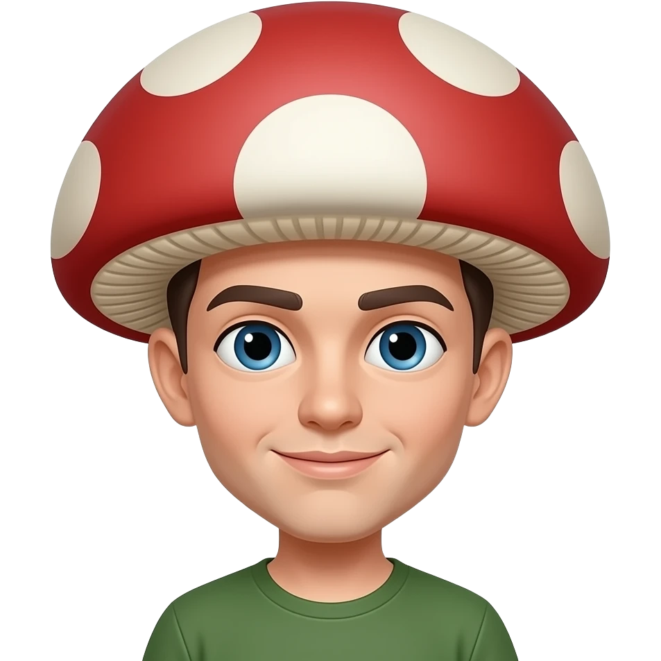 Con un peinado de honguito en forma de hongo redondo emoji