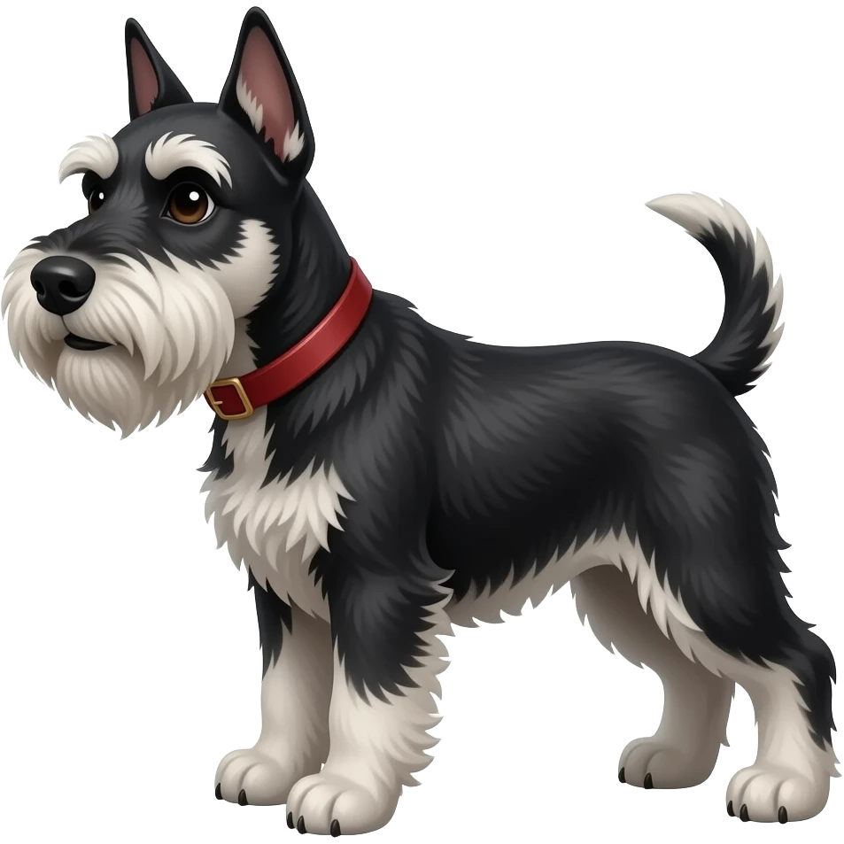 Black schnauzer dog black face cropped ears and cropped tail emoji