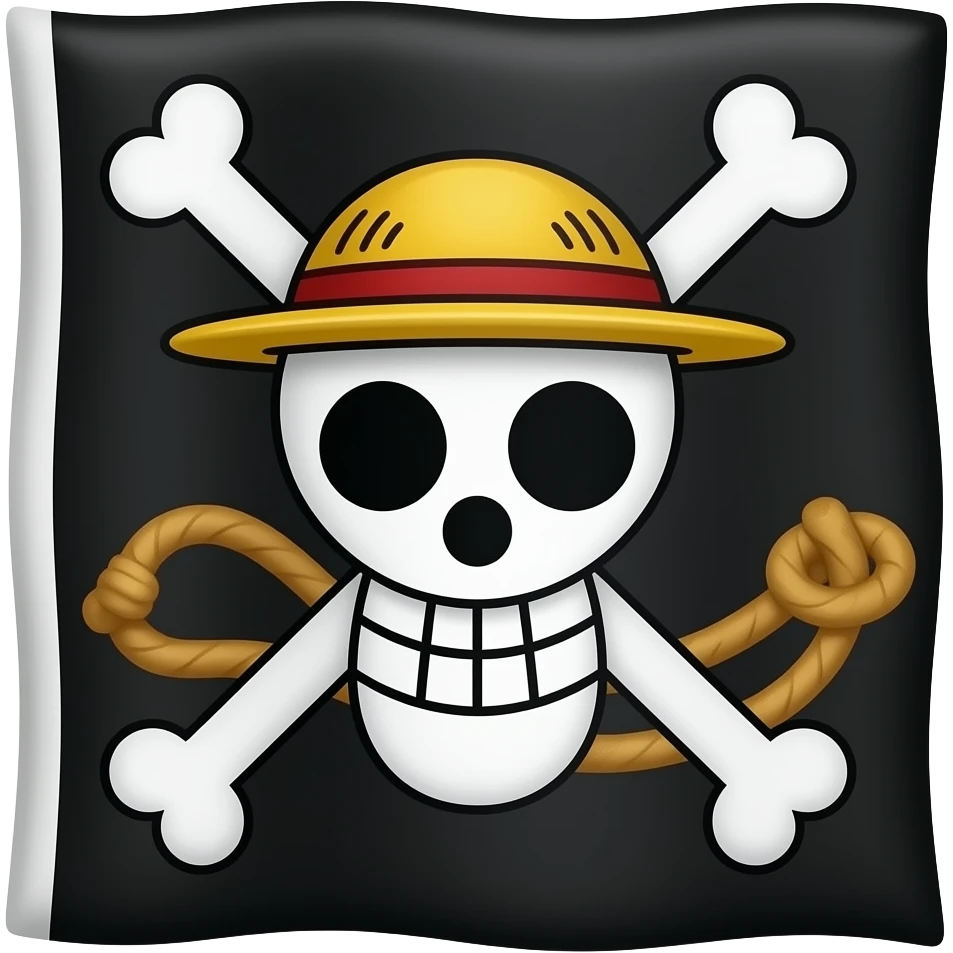 Straw Hat crew flag One piece background black emoji