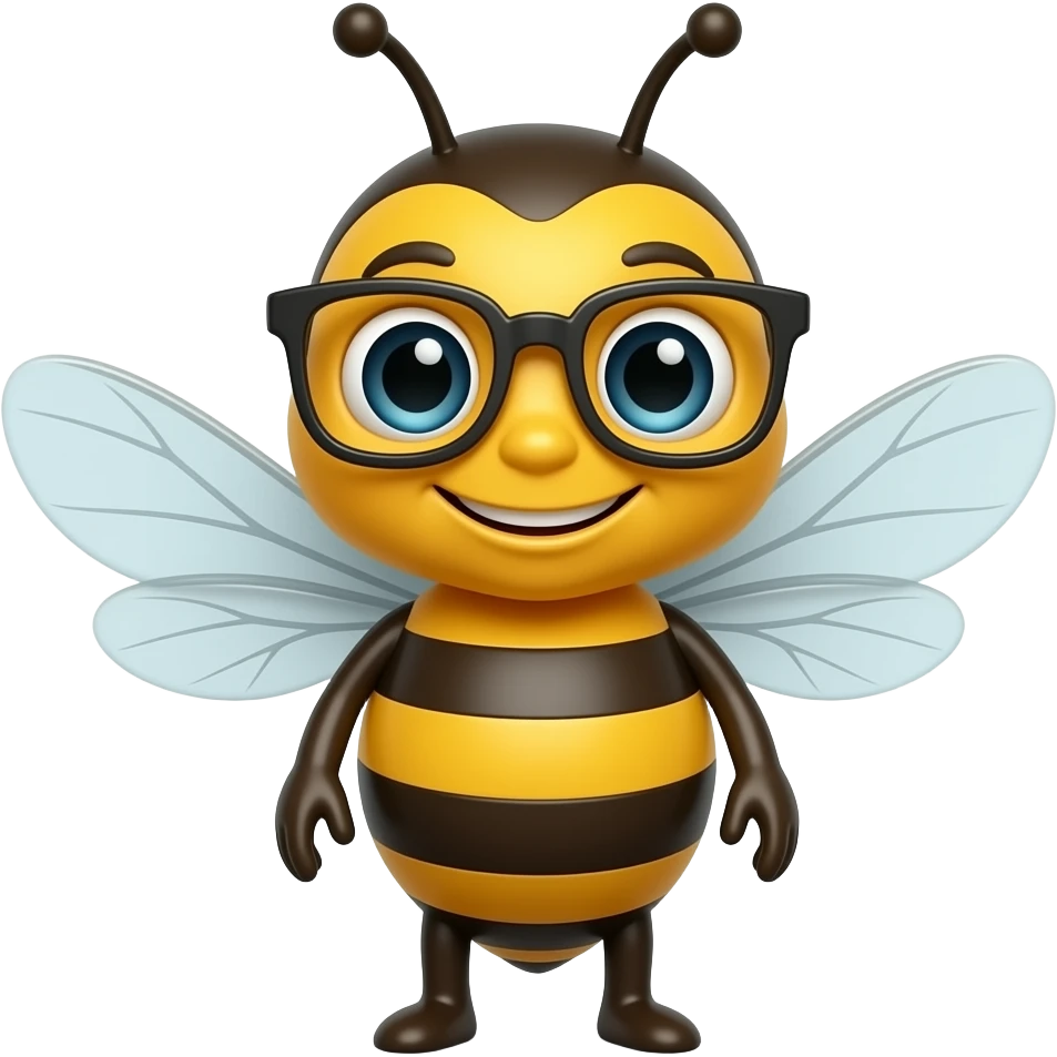 a smiling bee with nerd glasses emoji