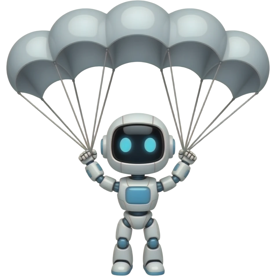 robot paracuting emoji