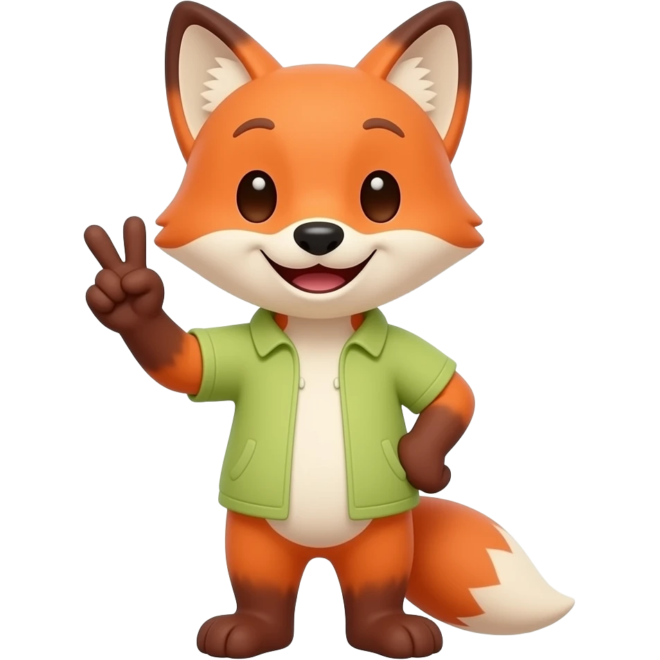 Happy fox doing a peace sign emoji