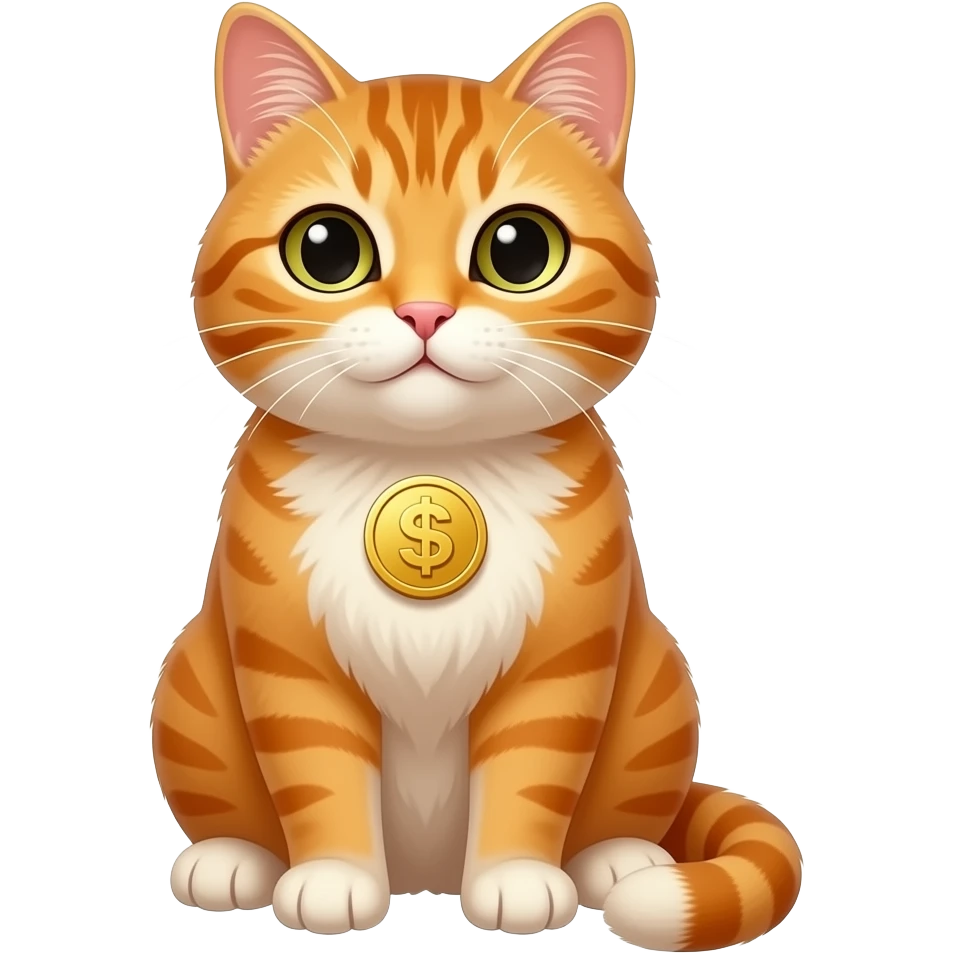 坐著的薑黃貓 胸前招財 emoji