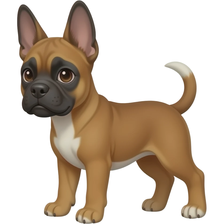 malinois puppy with floppy boxer ears and boxer body and boxer tail with a white tip emoji