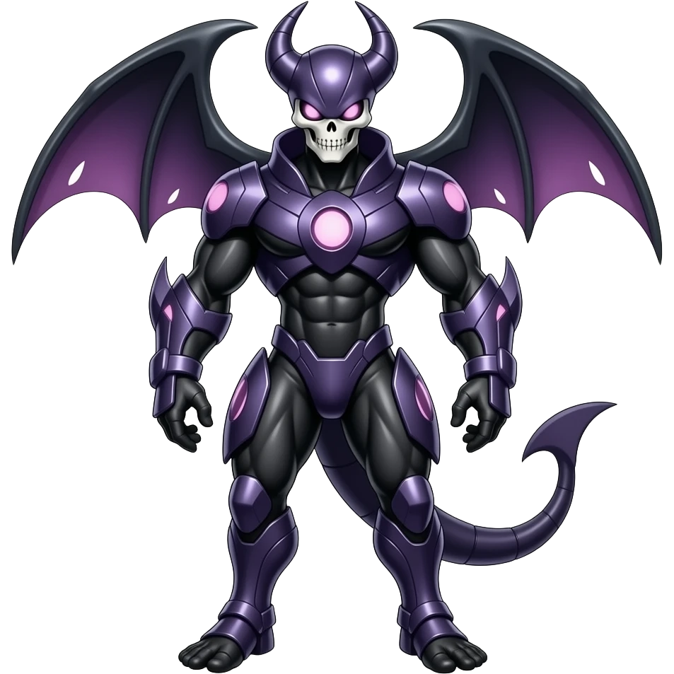 Shiny Futuristic Badass Demonic Spectral Dusky Spooky Skull-faced Cool Hot Stylish Handsome Alien-Salandit-Darkrai-Genesect-Fakémon-fusion (full body) emoji