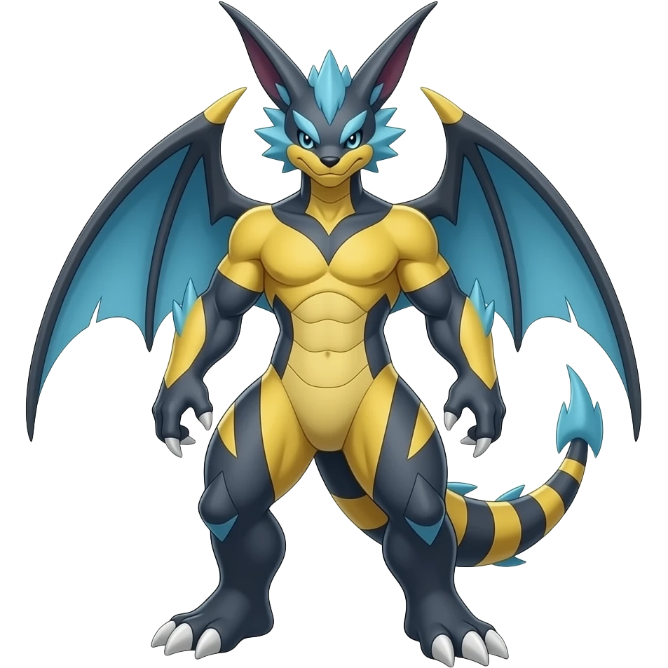 Guilmon-Zorua-Zoroark-Noibat-Absol-Fakémon-Digimon-hybrid, full body detailed emoji