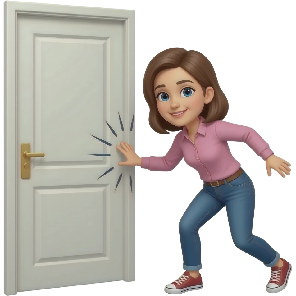 mulher chocando com porta emoji
