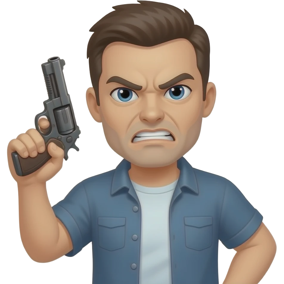 Angry guy with a gun emoji