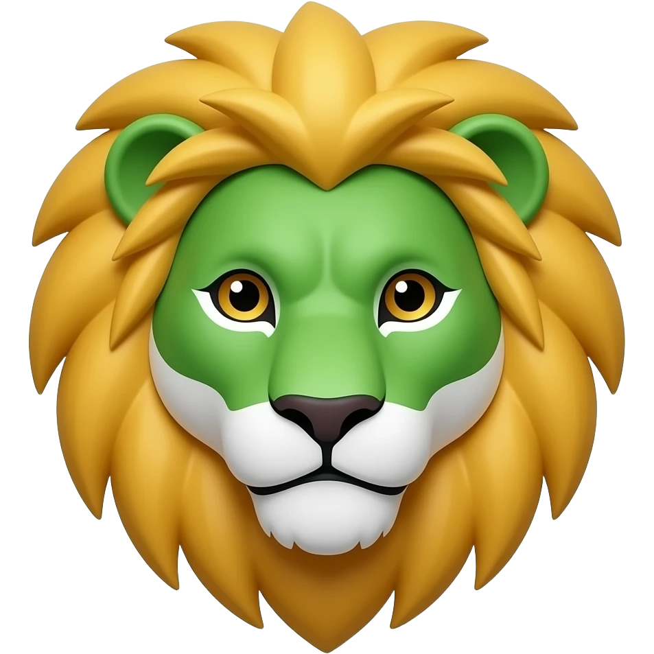Lion face Make his face green and white and his hair gold emoji