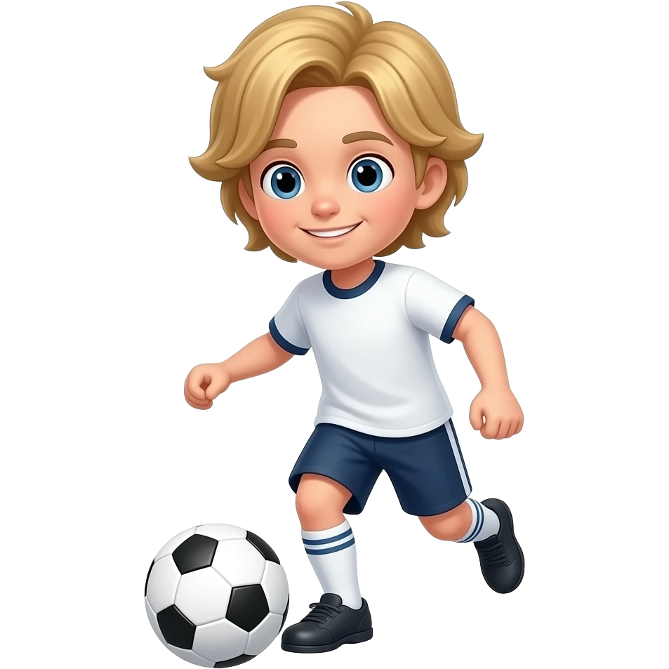 Blonde long hair in the  boy and plays soccer white shirt emoji