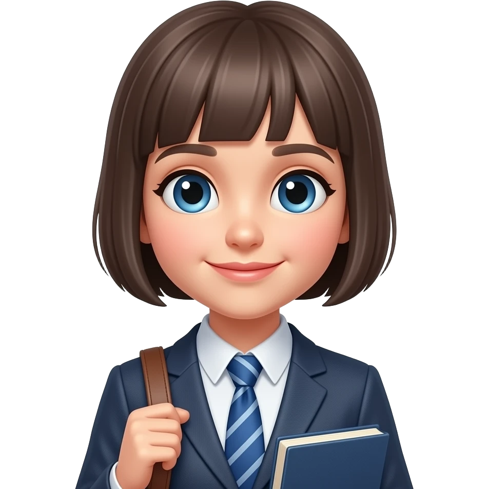 учениця з портфелим короткі волоси  голубі очі без книги emoji