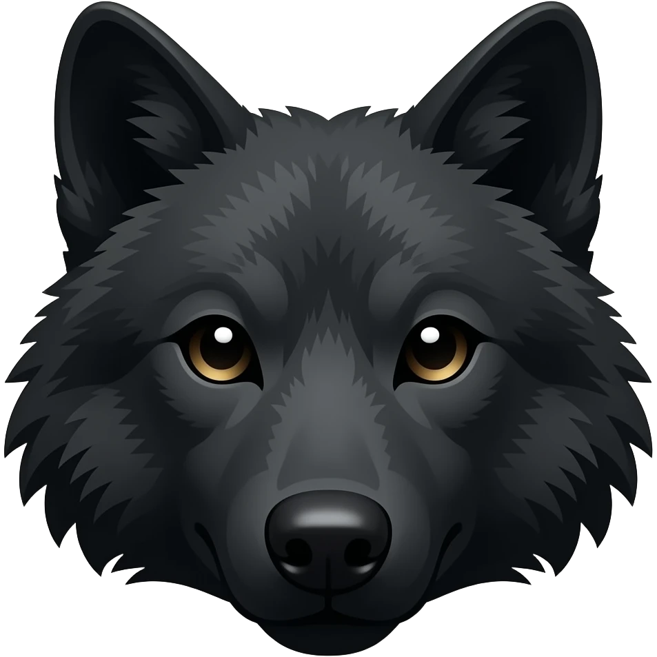 Lobo preto, apenas o rosto de frente emoji