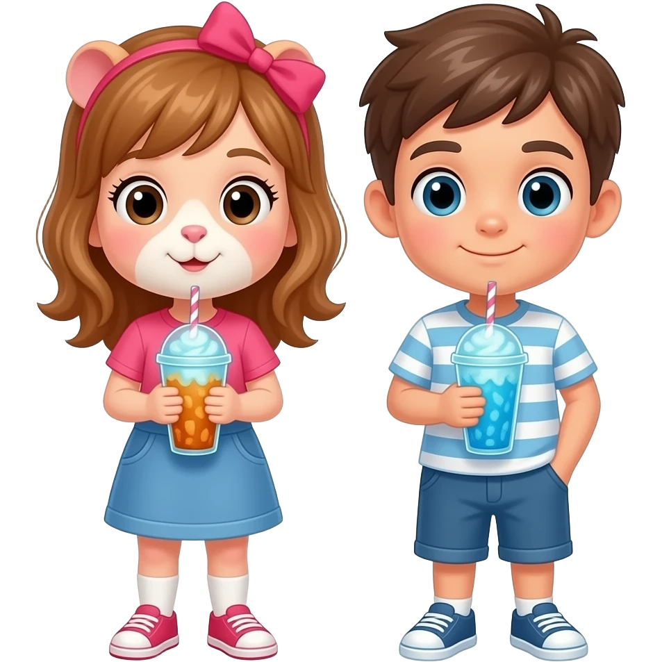 Girl and boy Guinea pig with frozen drink emoji