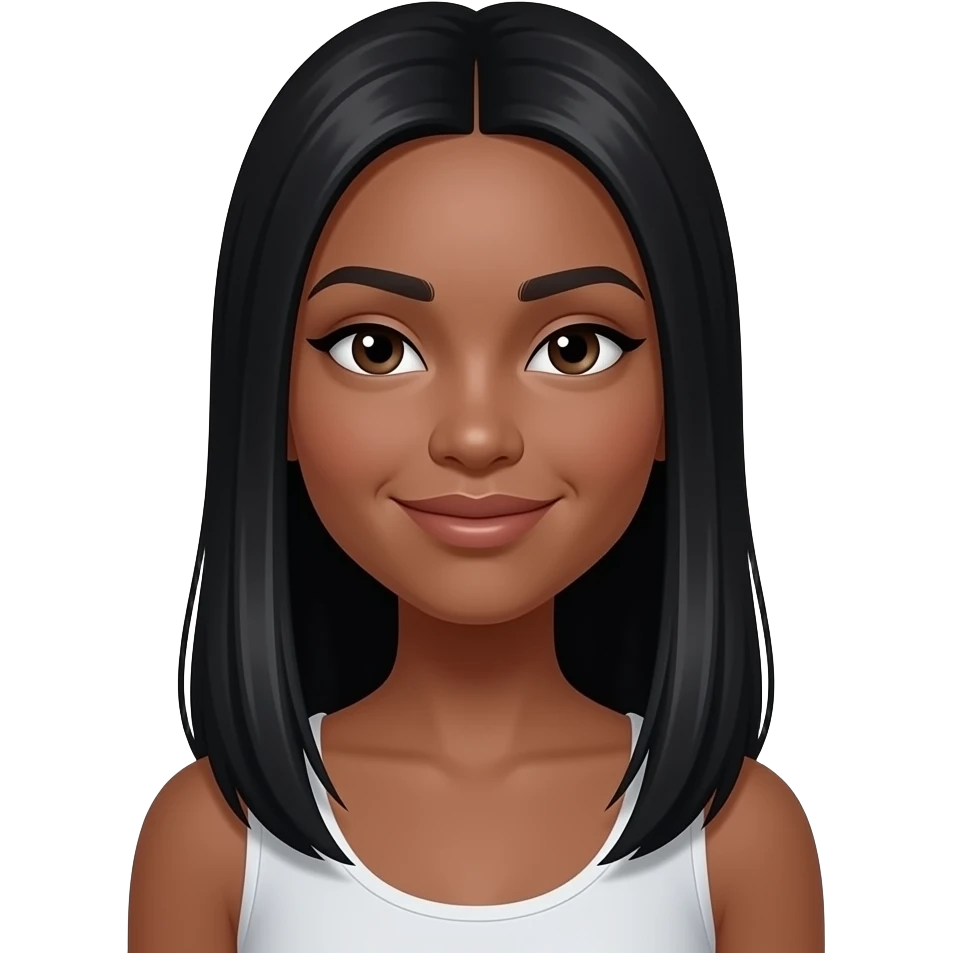 A skinny girl with dark tan skin and long straight black hair with a smirk emoji
