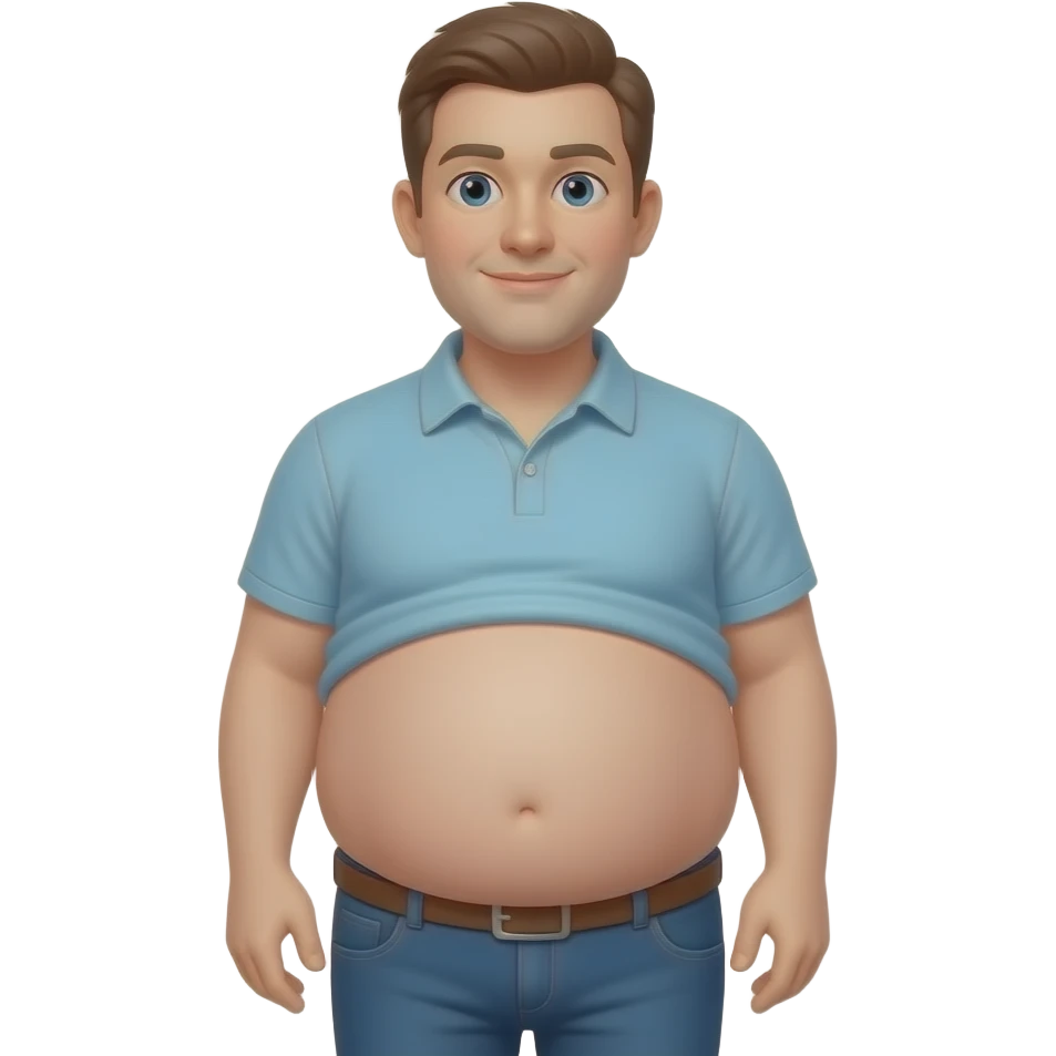 Man with a big round inflating belly not fat emoji