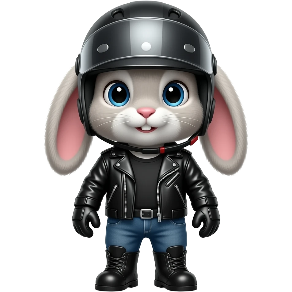 Bunny in motorcycle leathers emoji