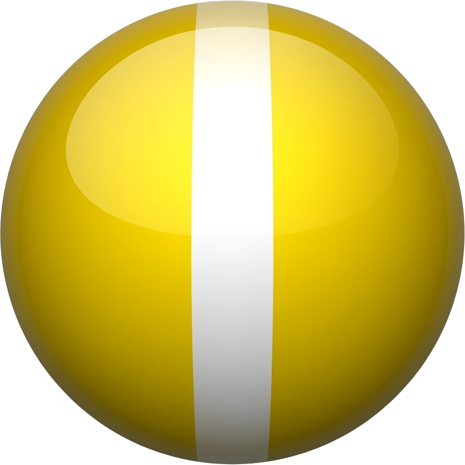A yellow ball with a white solid vertical tilde hyphen emoji