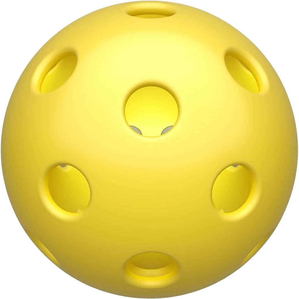 yellow pickleball lighted in direction from the camera emoji