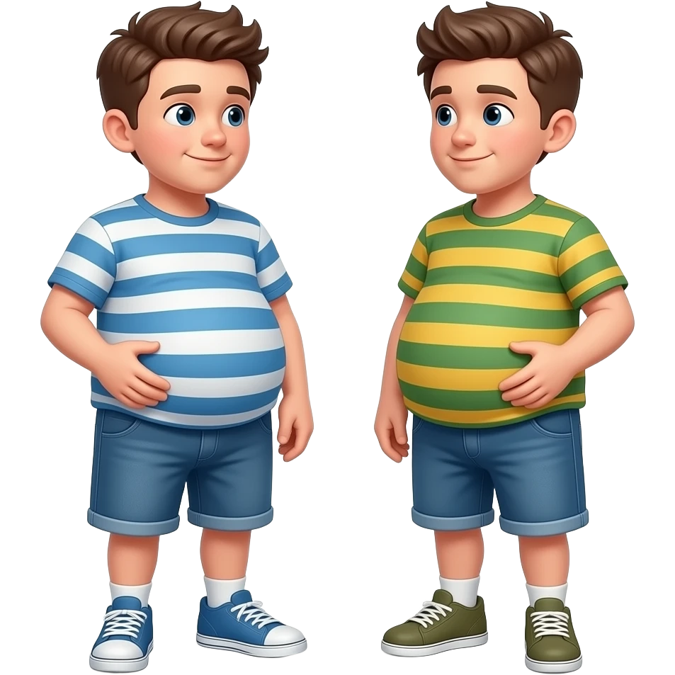 2 Chłopaki mają 16 lat z dużymi brzuchami te brzuchy mają kształty w piłka i rozmawiają emoji