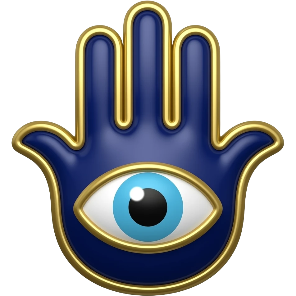 The evil eye hamsa dark blue gold edging detailed emoji