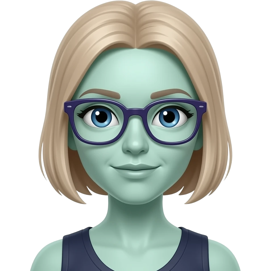 intelectual alien with glasses with female features emoji