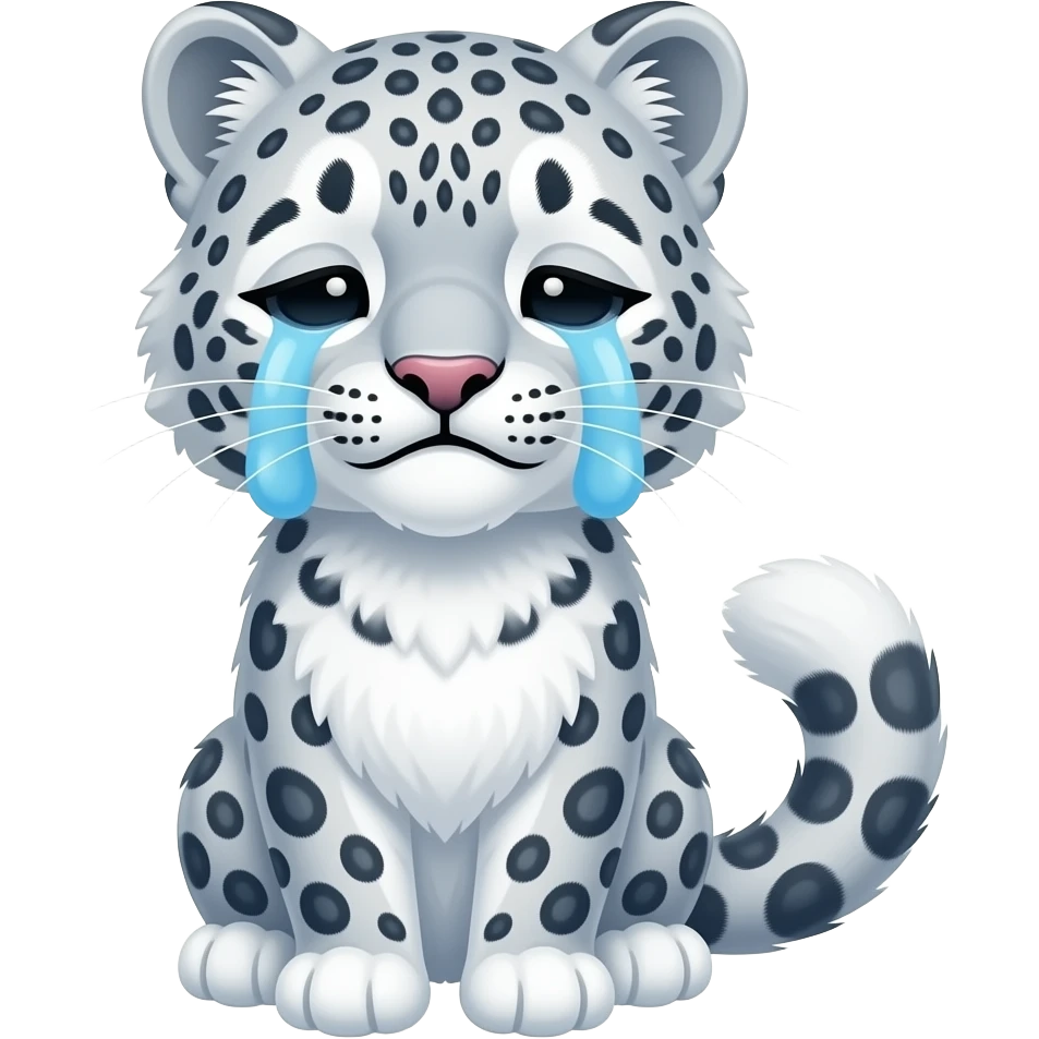 Fluffy Snow leopard Sad crying emoji