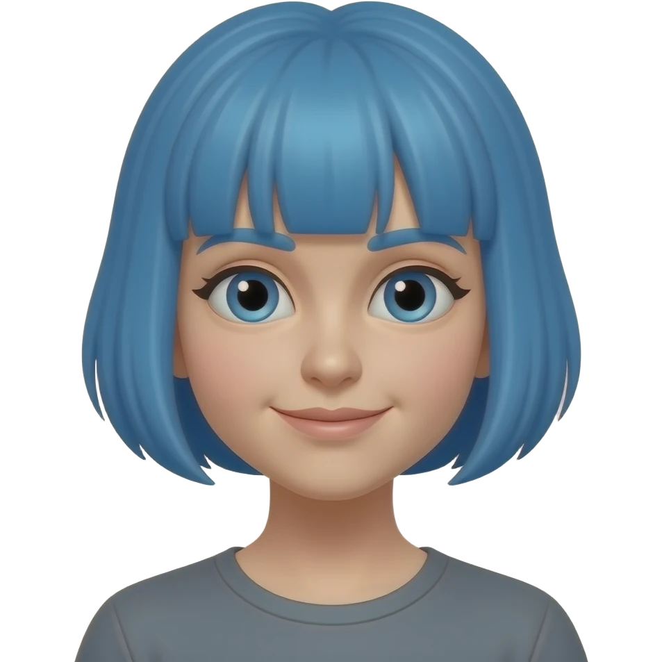 persona con pelo corto de color azul emoji