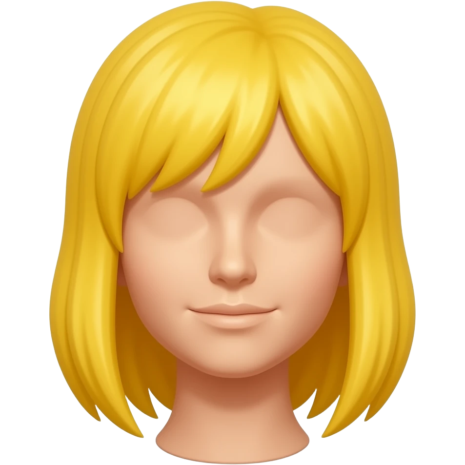 Yellow wig placed on a faceless wig stand emoji