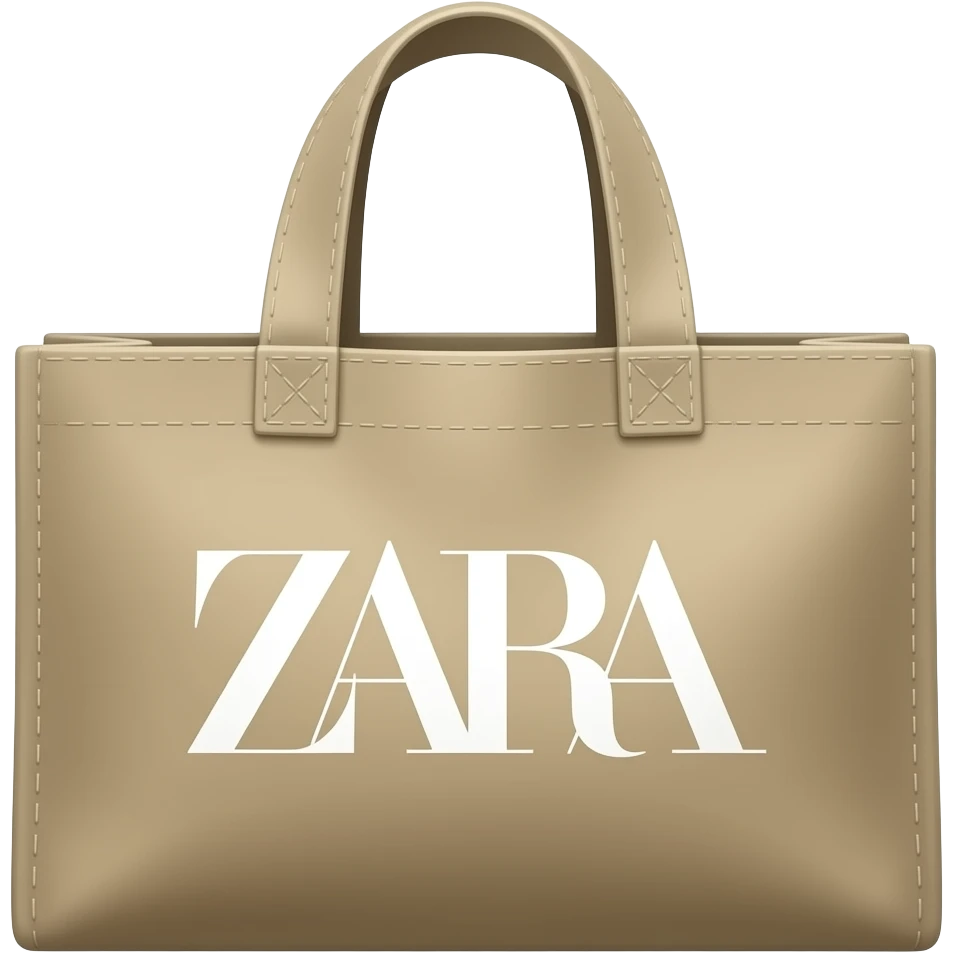 ZARA realistic shopping bag, with white letters emoji