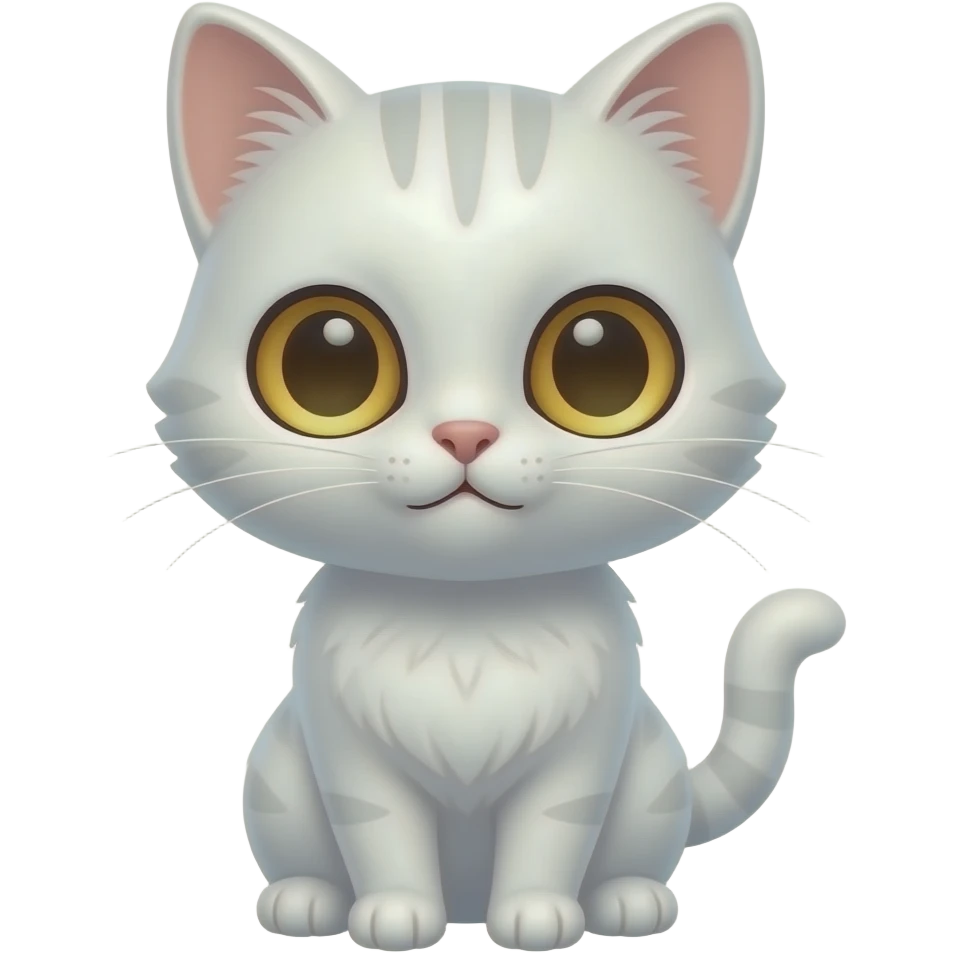 cute white cat with golden eyes, chibi, hello emoji