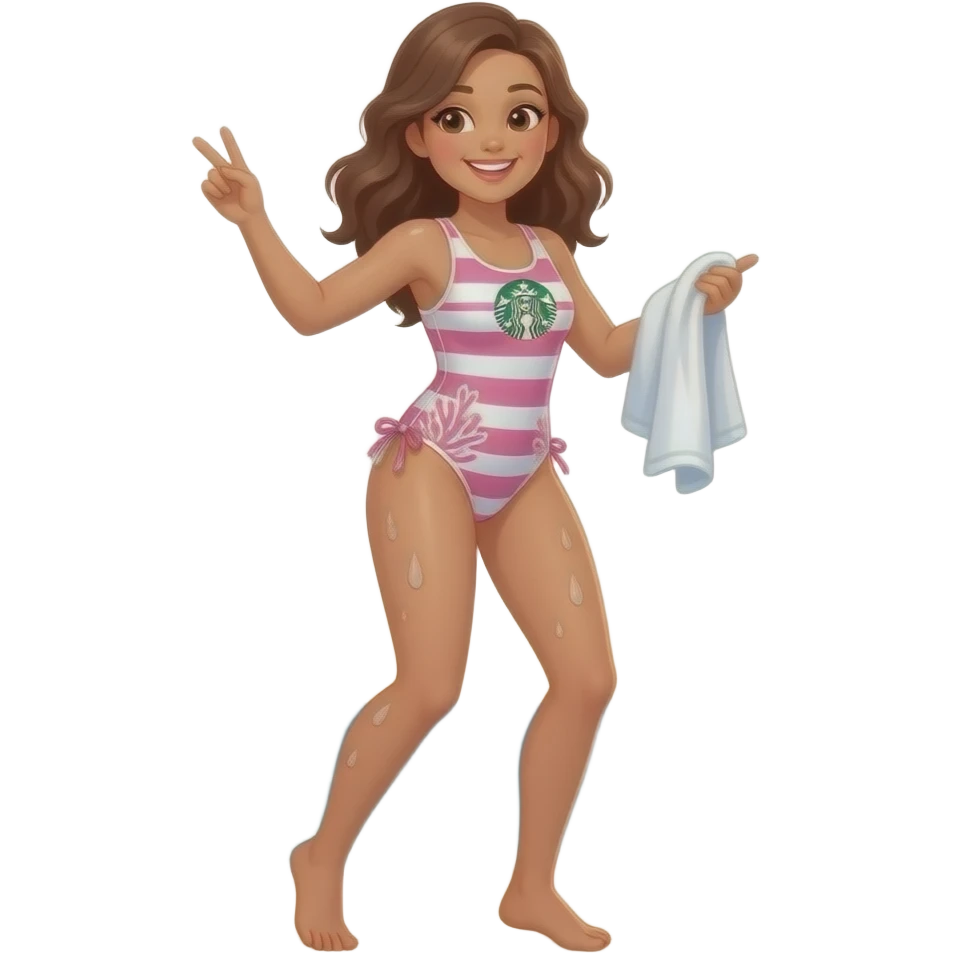 In the towel wet sauna swimsuit pink and white stripes photo in the stone age sunset beach A pink Mrs girl dancing pink caveman hawaiian wears a pink white Brown hair and pink dots in white gradient swimsuit white dots and pink big dots and white pink gradient corals and starbucks one piece swimsuit emoji